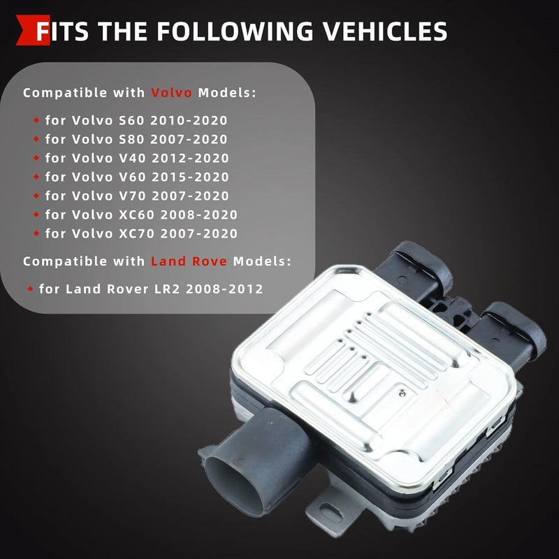 FRELINARROW وحدة تحكم مروحة تبريد المحرك تناسب فولفو S60 S80 V40 V60 V70 XC60 XC70 ولاند روفر LR2 2008-2012 استبدال 940009402 7T43-8C609-BA LR011905 - Image 3
